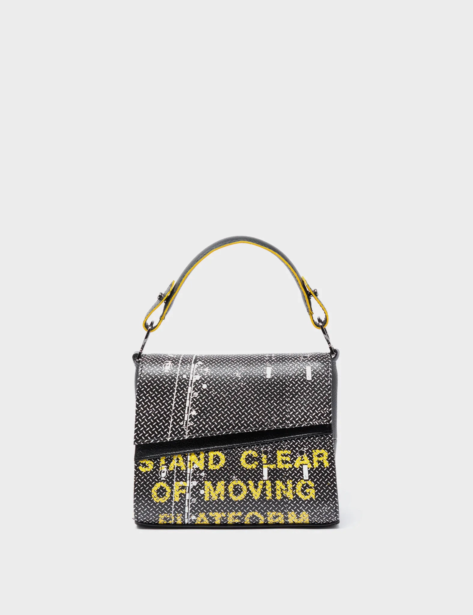 Anastasio Micro Crossbody Handbag Black Leather - Subway Platform Print