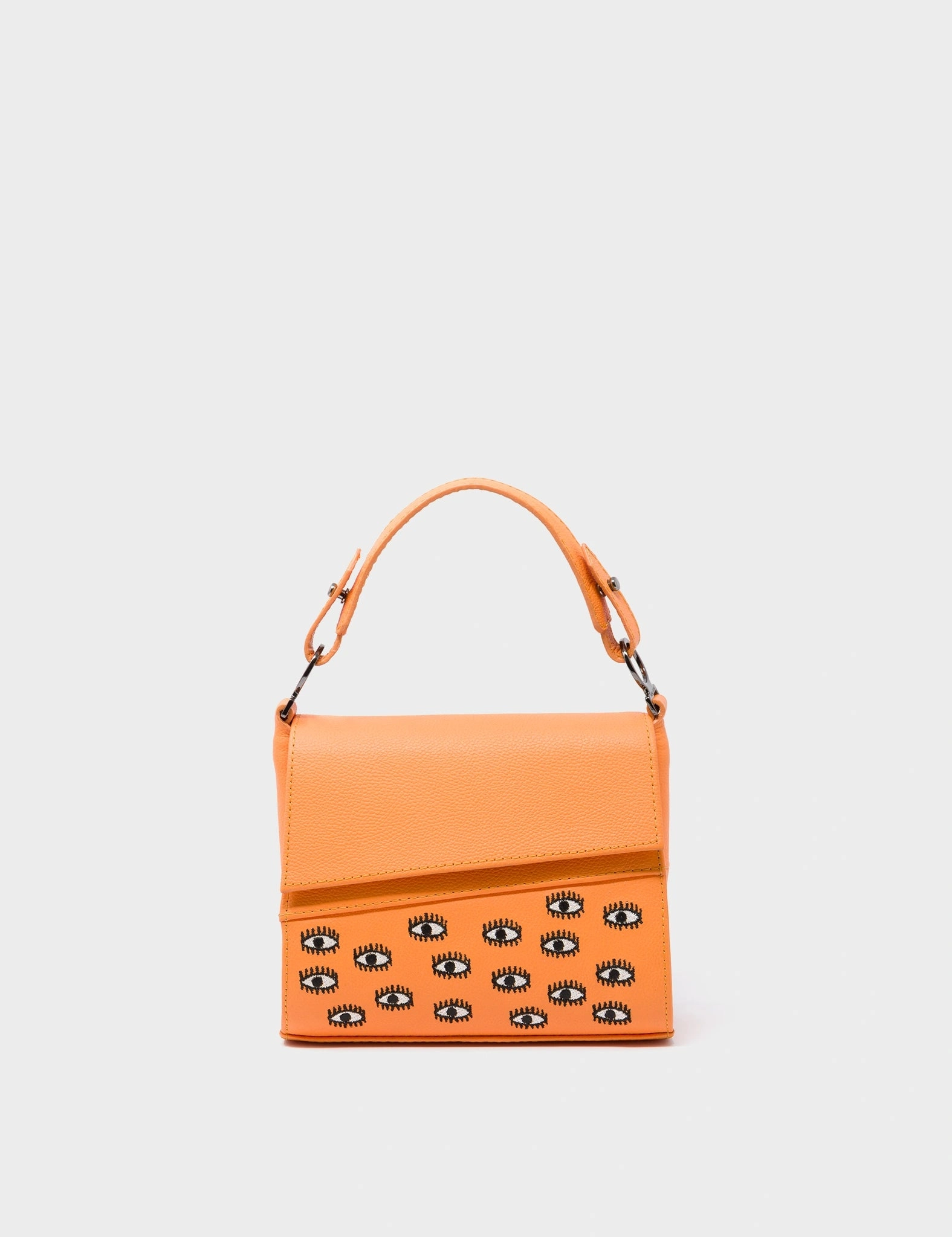 Anastasio Micro Crossbody Handbag Blazing Orange Leather - All Over Eyes Embroidery
