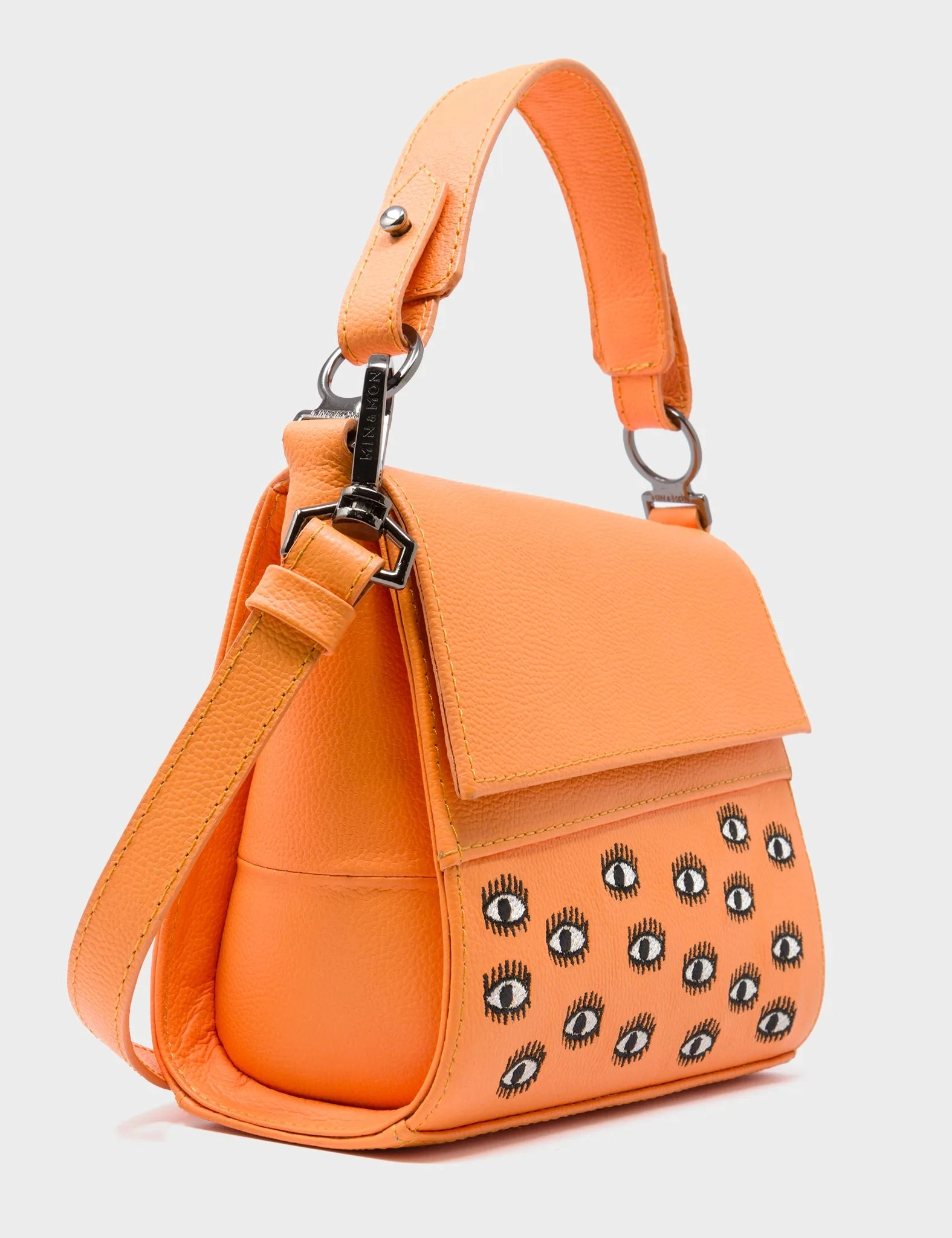 Anastasio Micro Crossbody Handbag Blazing Orange Leather - All Over Eyes Embroidery