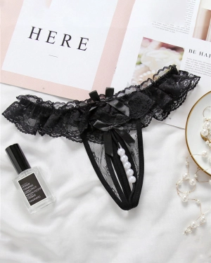 Beaded Lace Crotchless Panty