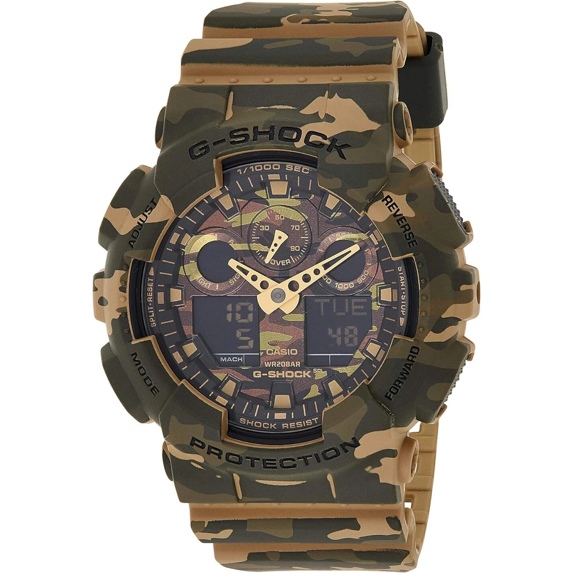 Casio Men's Watch - G-Shock Analog-Digital Dial Camouflage Strap | GA-100CM-5ACR