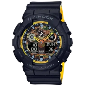 Casio Men's Watch - G-Shock Analog-Digital Dial Yellow and Black Strap | GA-100BY-1A