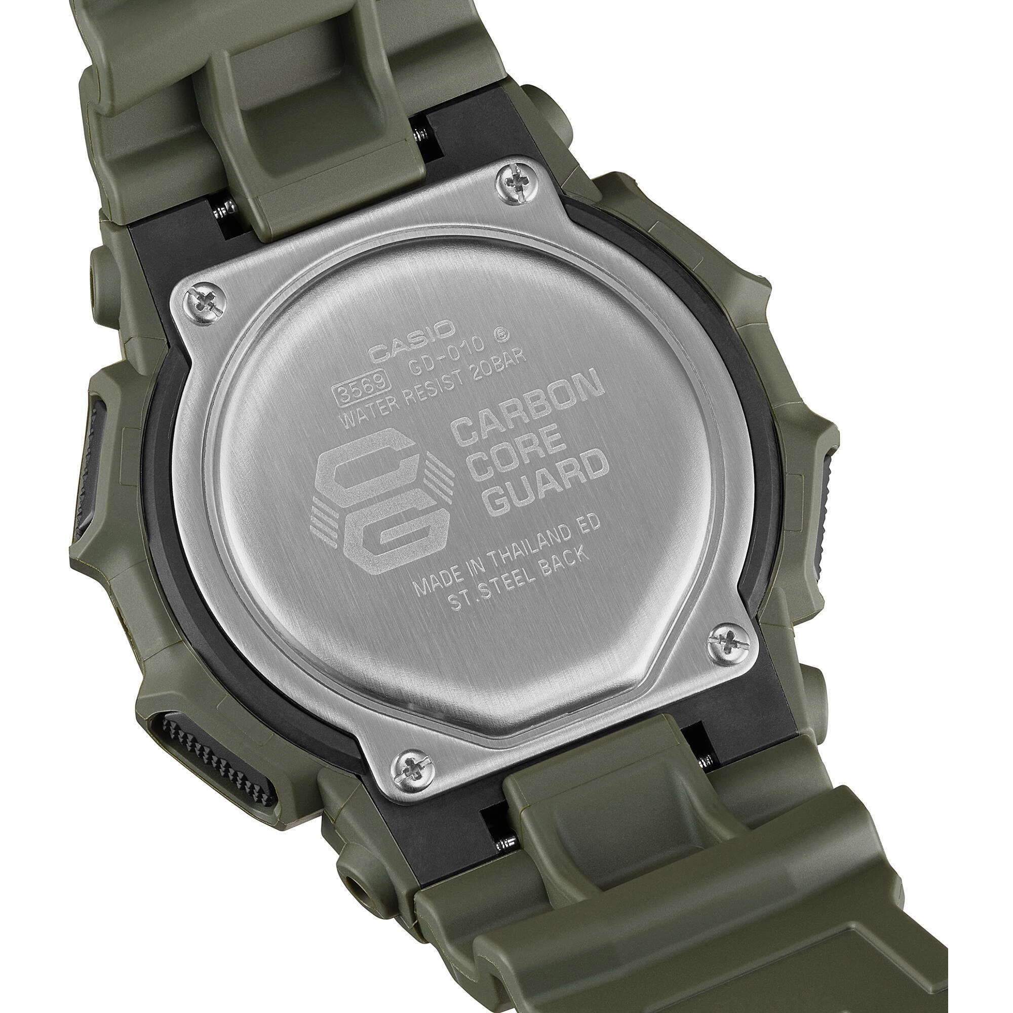 Casio Men's Watch G-Shock World Time Green Bio-Based Resin Strap Digital GD010-3