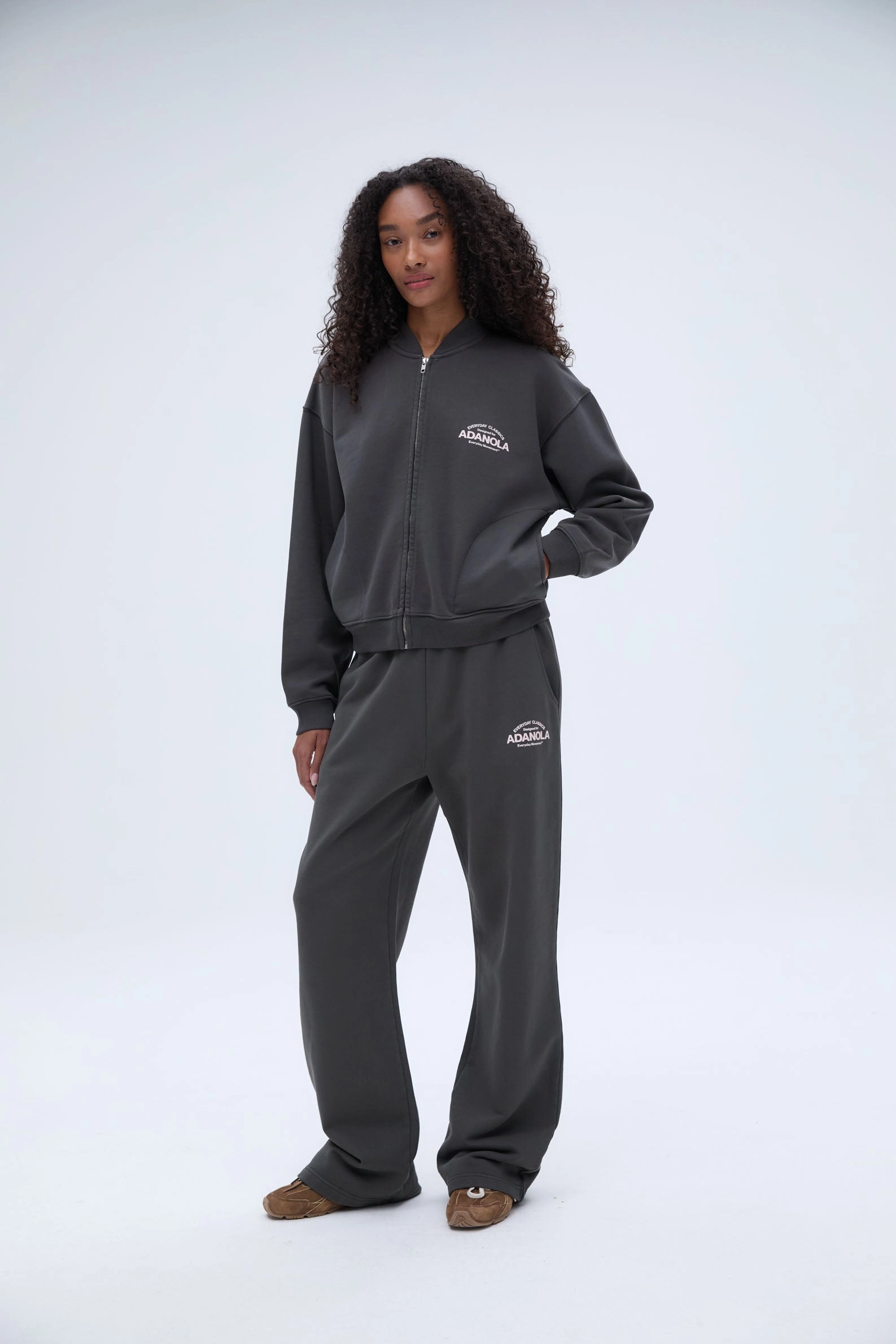 Classics Straight Leg Sweatpants - Charcoal Grey/Blush Pink