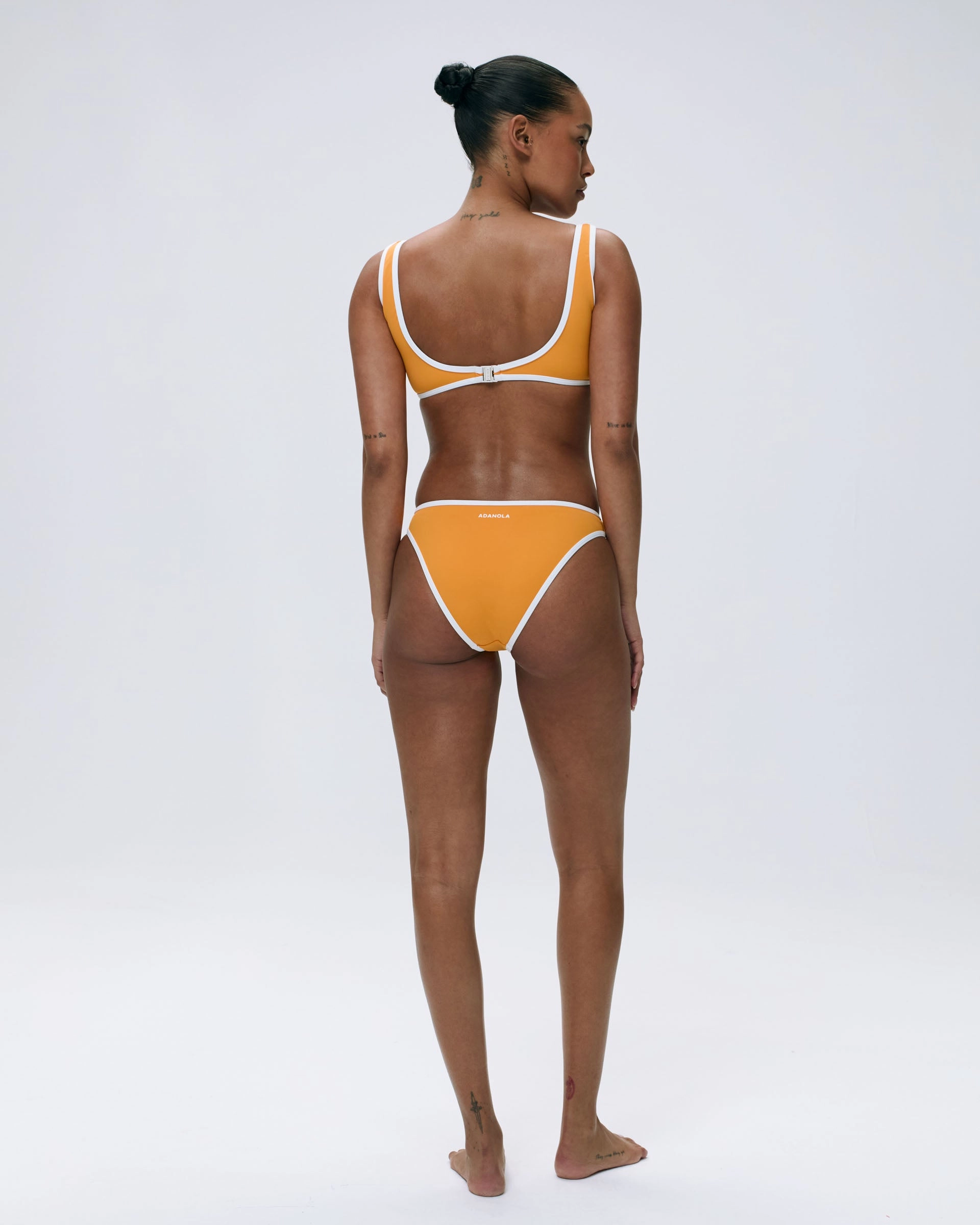 Contrast Bikini Bottom - Mango Orange/Marshmallow White