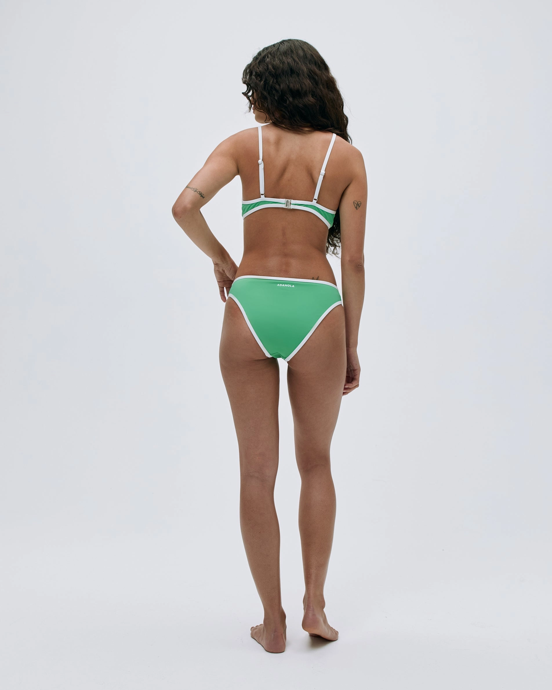 Contrast Triangle Bikini Top - Jade Green/Marshmallow White