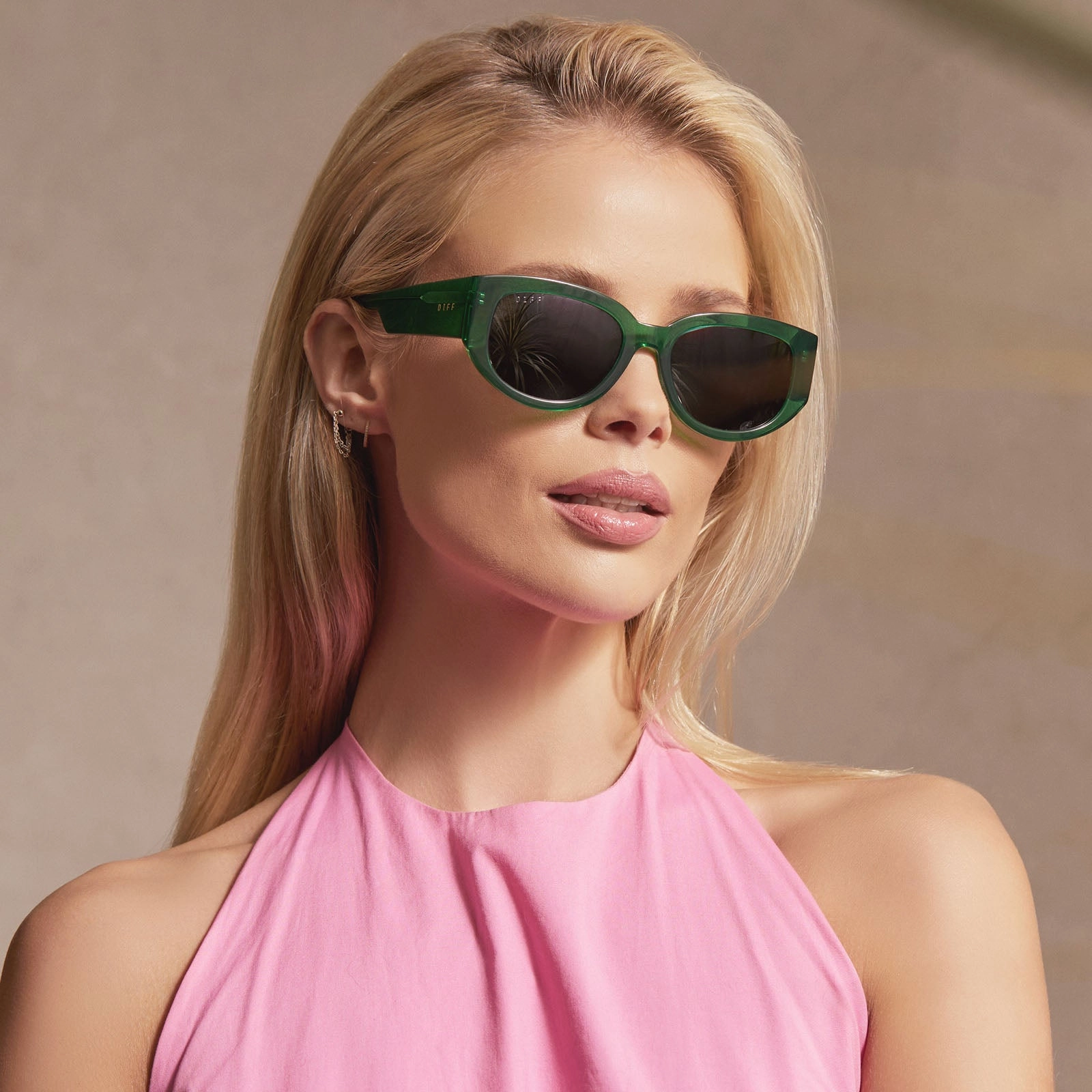 DREW - PALM GREEN CRYSTAL   GREY   POLARIZED SUNGLASSES