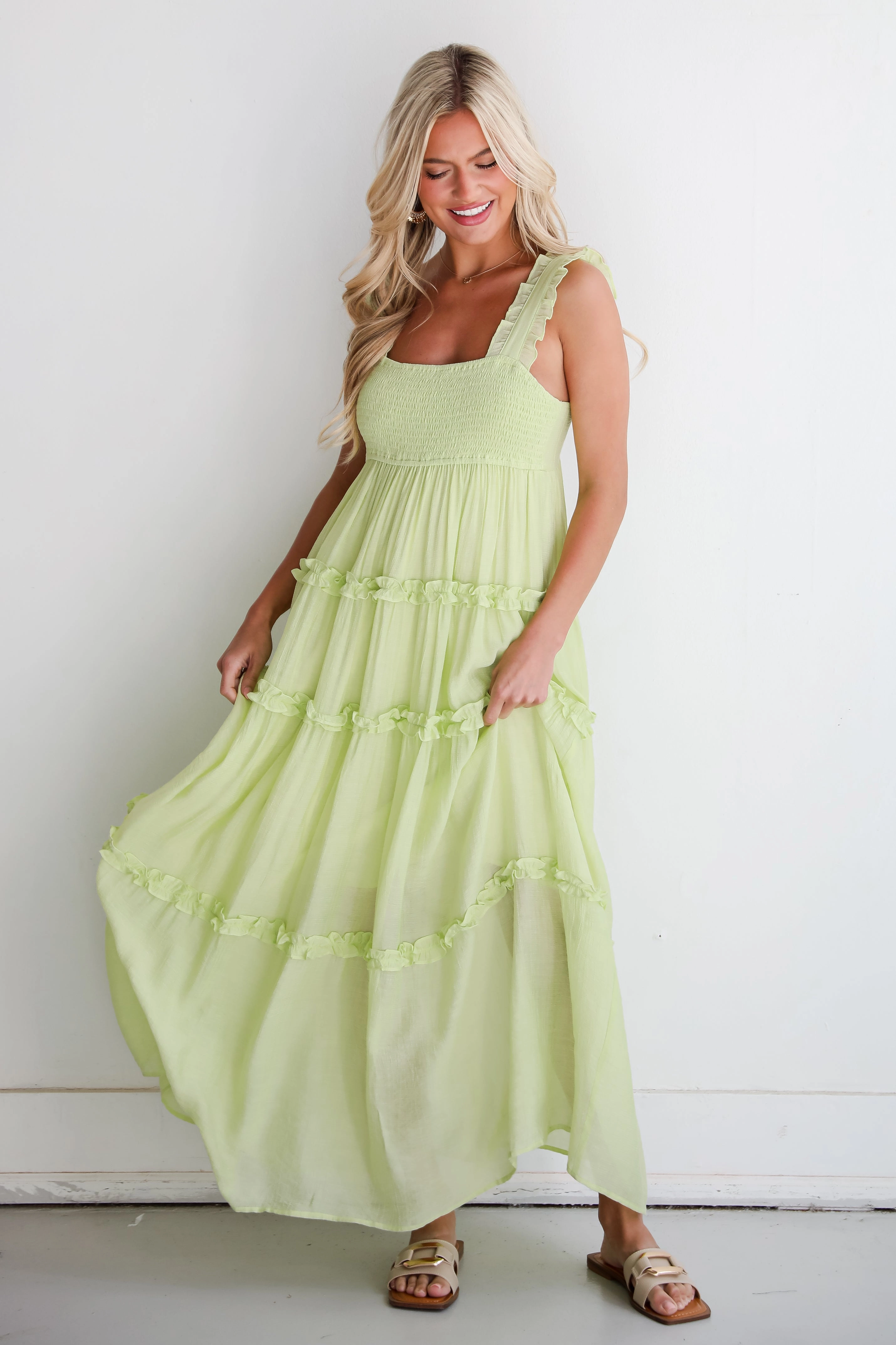 FINAL SALE - Luminous Delight Lime Maxi Dress