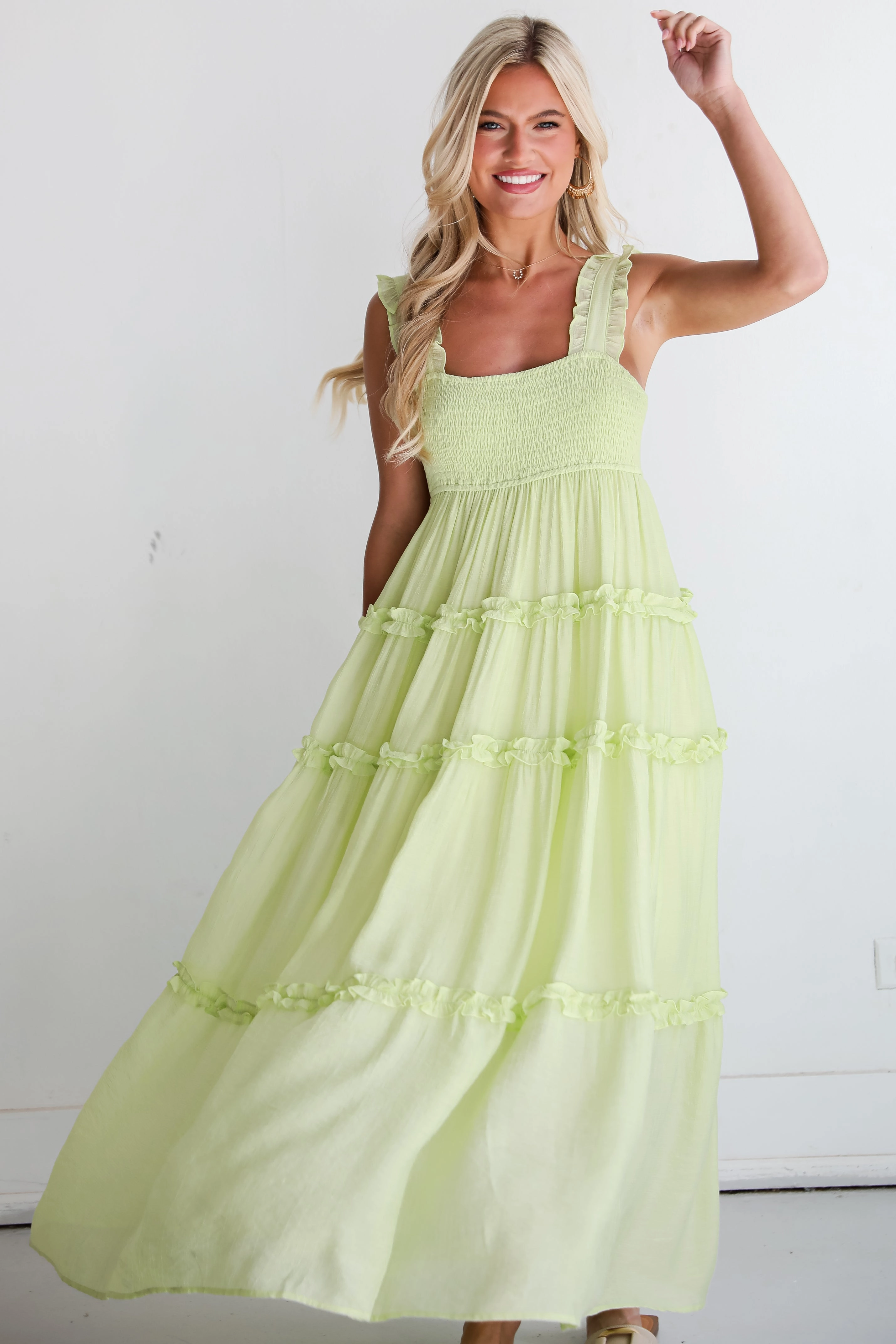 FINAL SALE - Luminous Delight Lime Maxi Dress