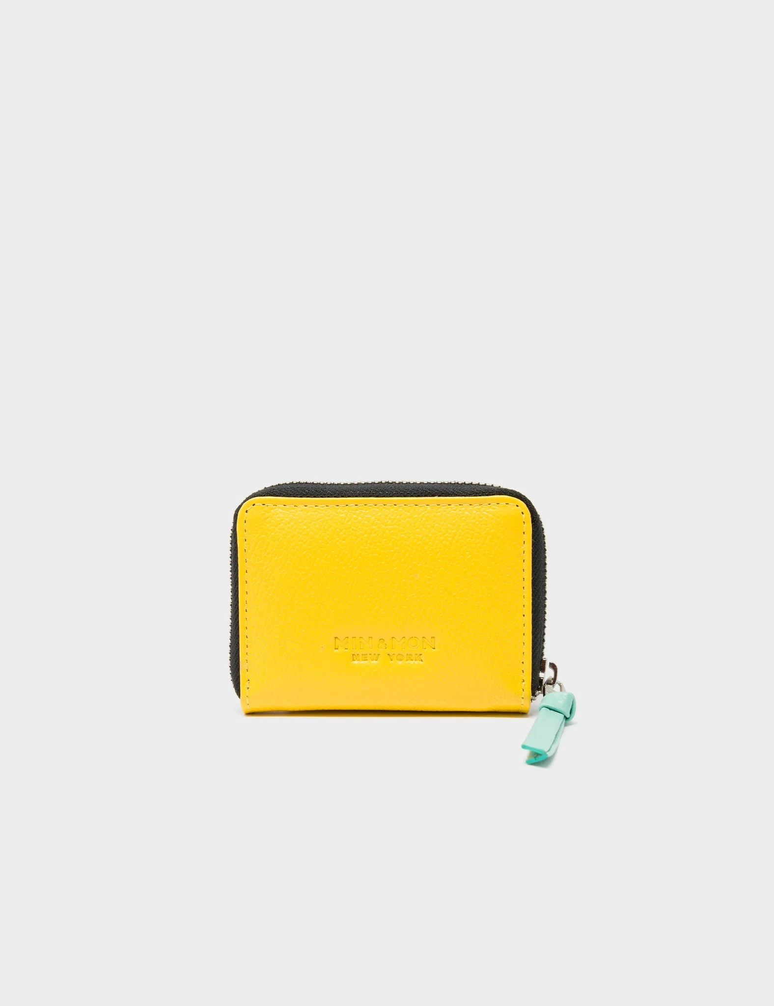 Frodo Balloon Yellow Leather Zip Around Wallet - Eye Love New York Embroidery