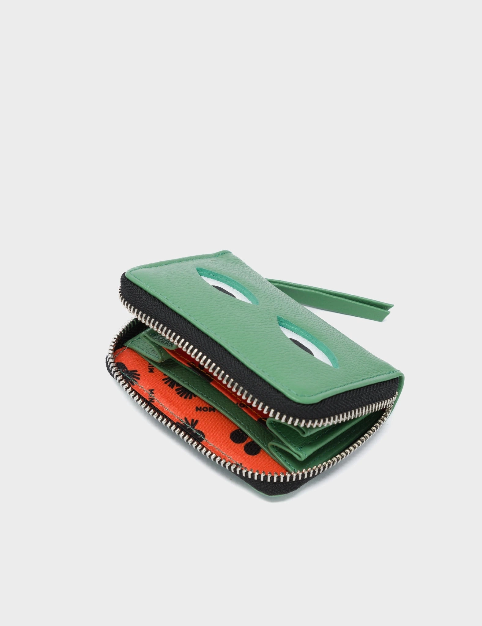 Frodo Basil Green Leather Zip Around Wallet - Eyes Engraved