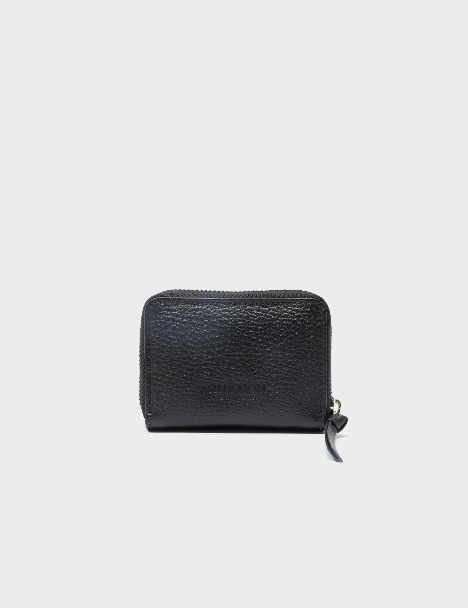 Frodo Black Leather Zip Around Wallet - Fuzzy Monster Applique