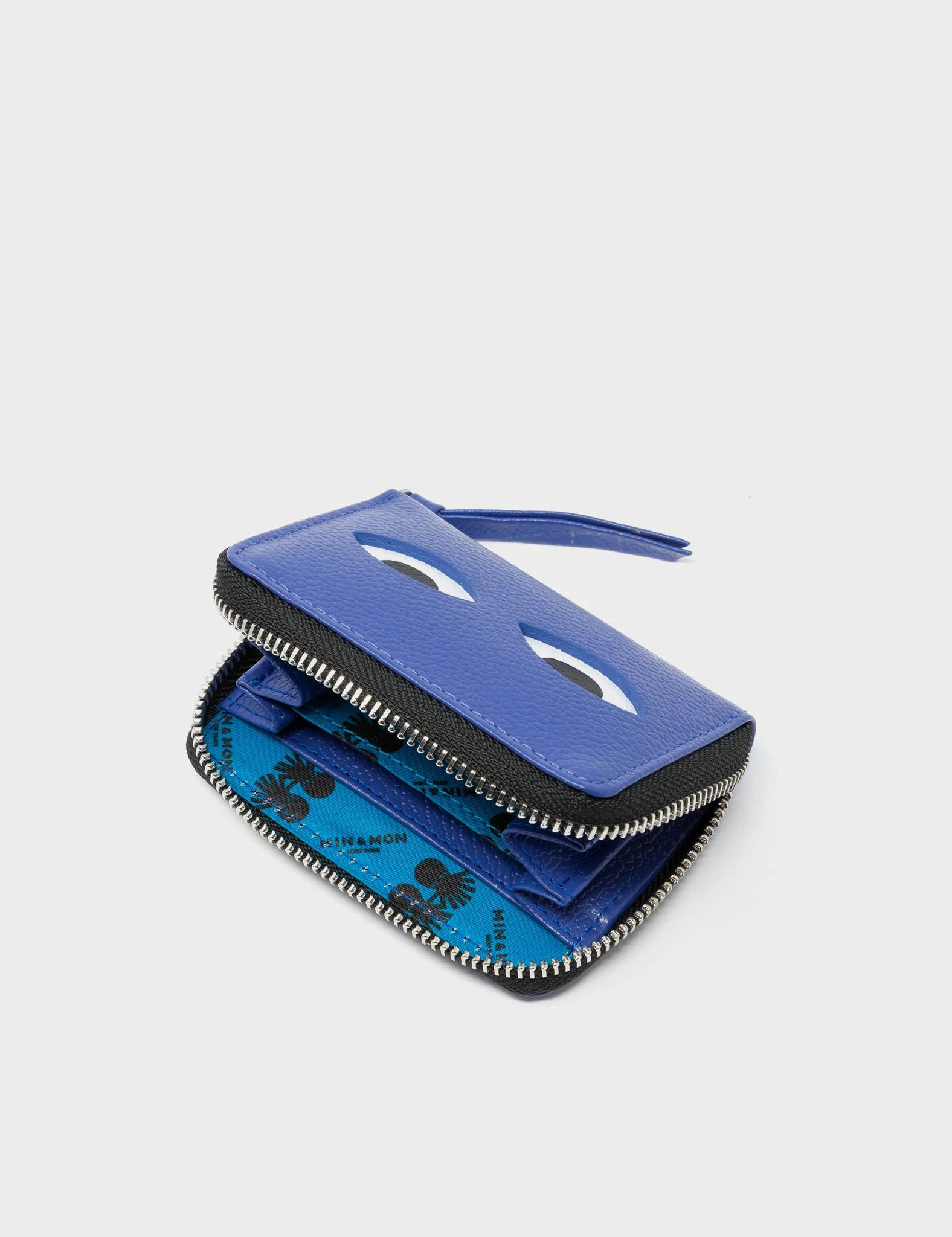 Frodo Blue Leather Zip Around Wallet - Eyes Engraved