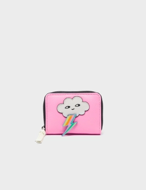 Frodo Bubblegum Pink Leather Zip Around Wallet - Flashie the Cloud Applique