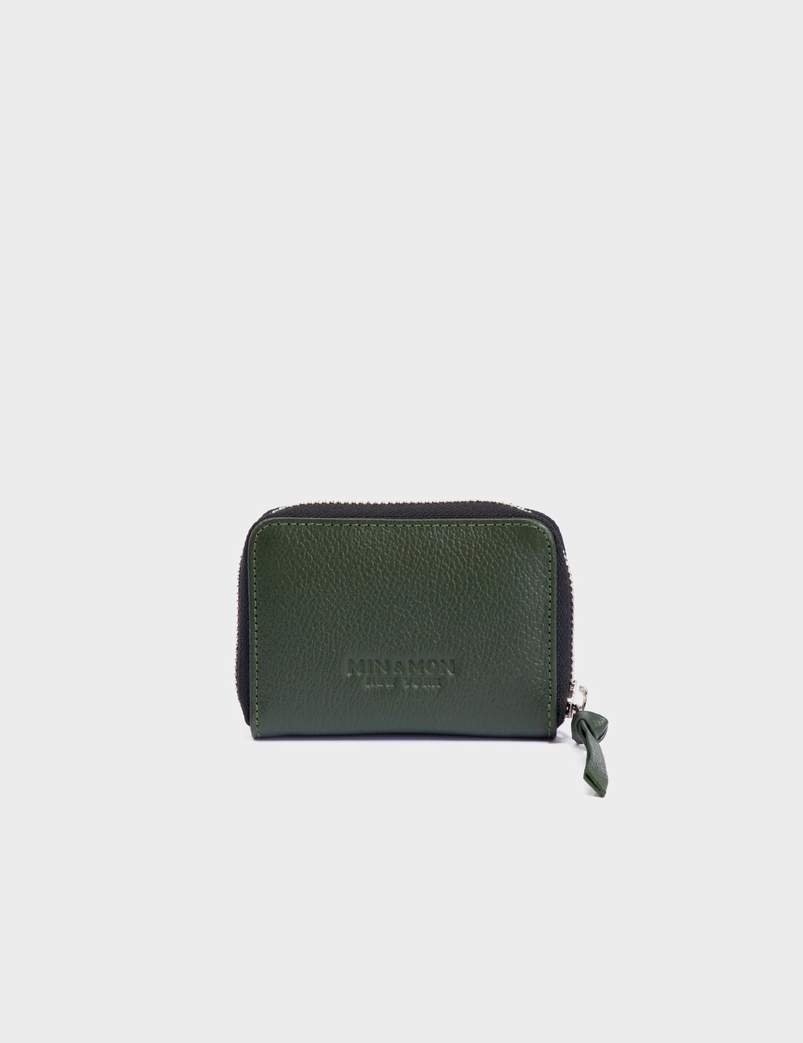 Frodo Green Leather Zip Around Wallet - All Over Eyes Embroidery