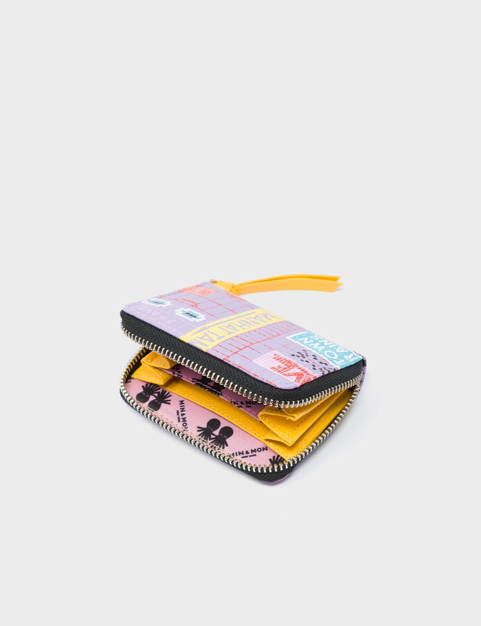 Frodo Lavender Leather Zip Around Wallet - Subway Stories Print