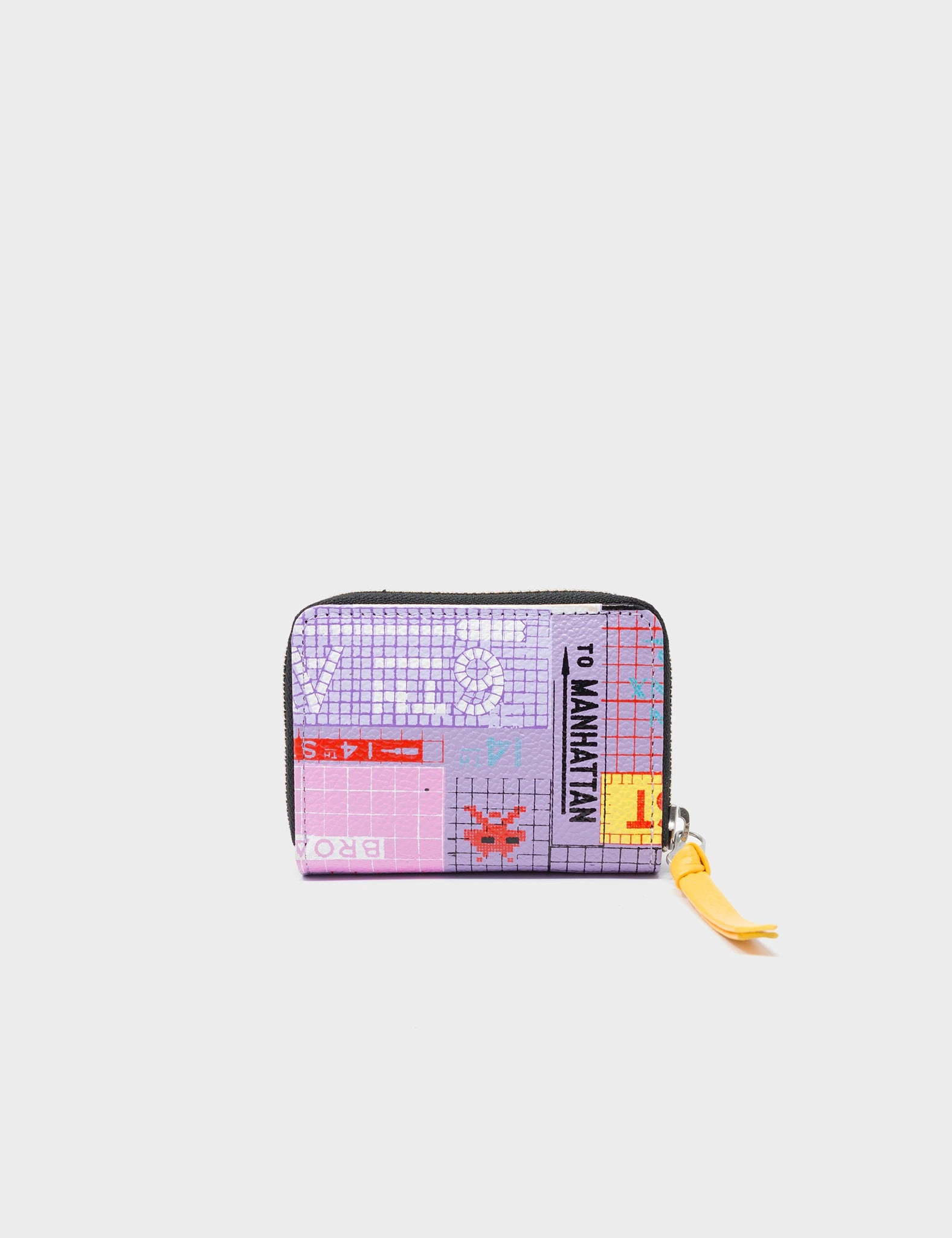 Frodo Lavender Leather Zip Around Wallet - Subway Stories Print