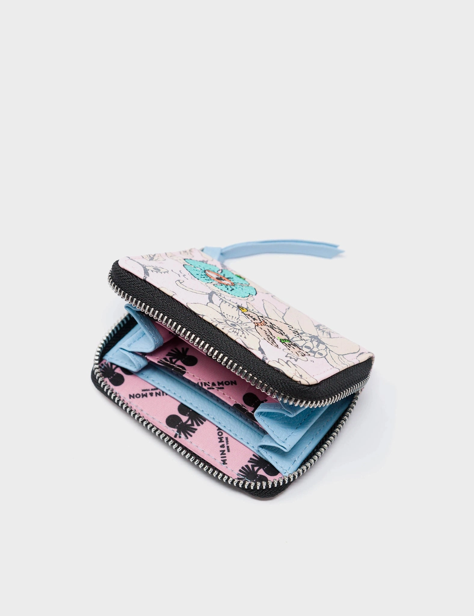 Frodo Parfait Pink Leather Zip Around Wallet - Tangle Tales Black Design