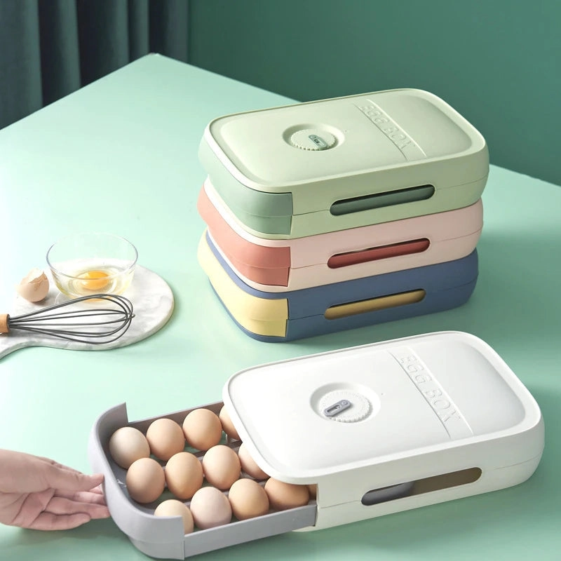 Kitchen Can Stack Egg Box With Lid Anti-Drop Egg Tray Household Egg Rack