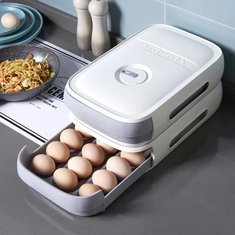 Kitchen Can Stack Egg Box With Lid Anti-Drop Egg Tray Household Egg Rack