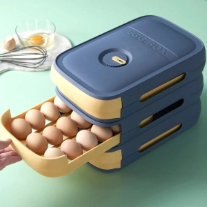 Kitchen Can Stack Egg Box With Lid Anti-Drop Egg Tray Household Egg Rack