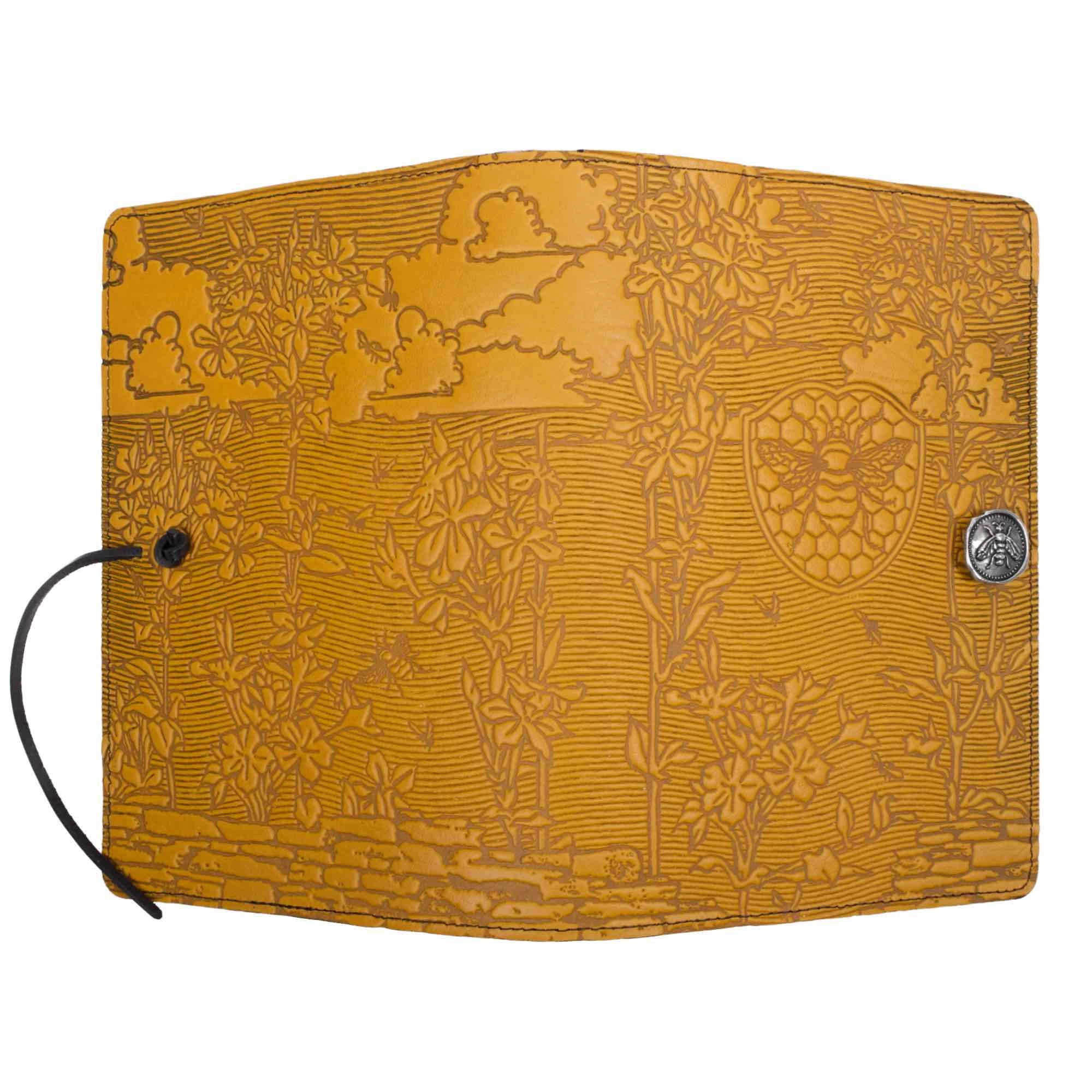 Leather Refillable Journal Notebook, Bee Garden
