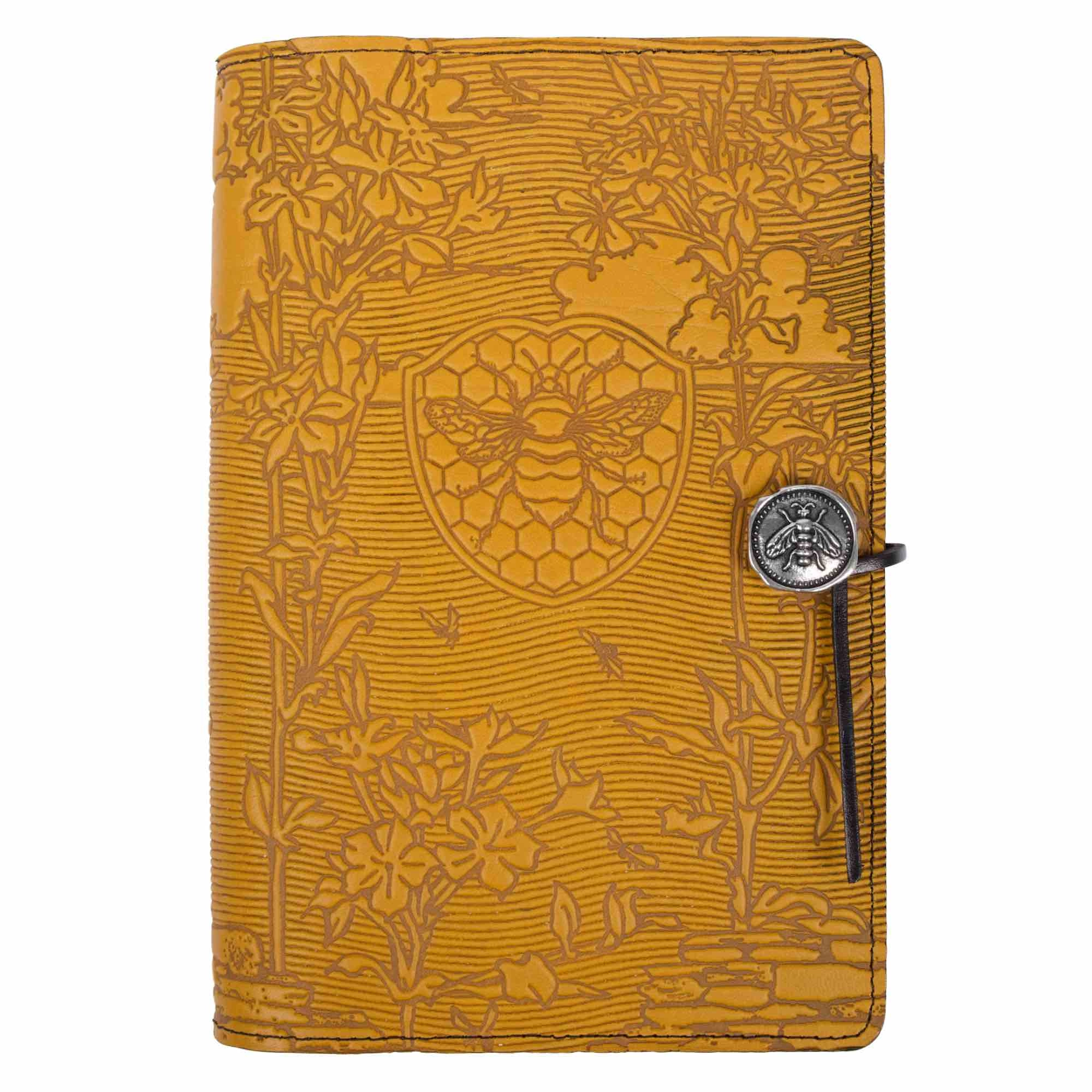 Leather Refillable Journal Notebook, Bee Garden