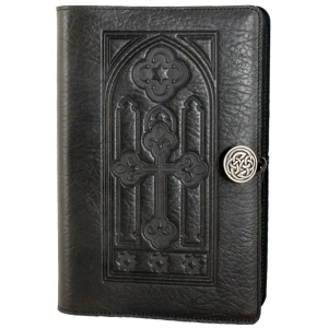 Leather Refillable Journal Notebook, Stained Glass