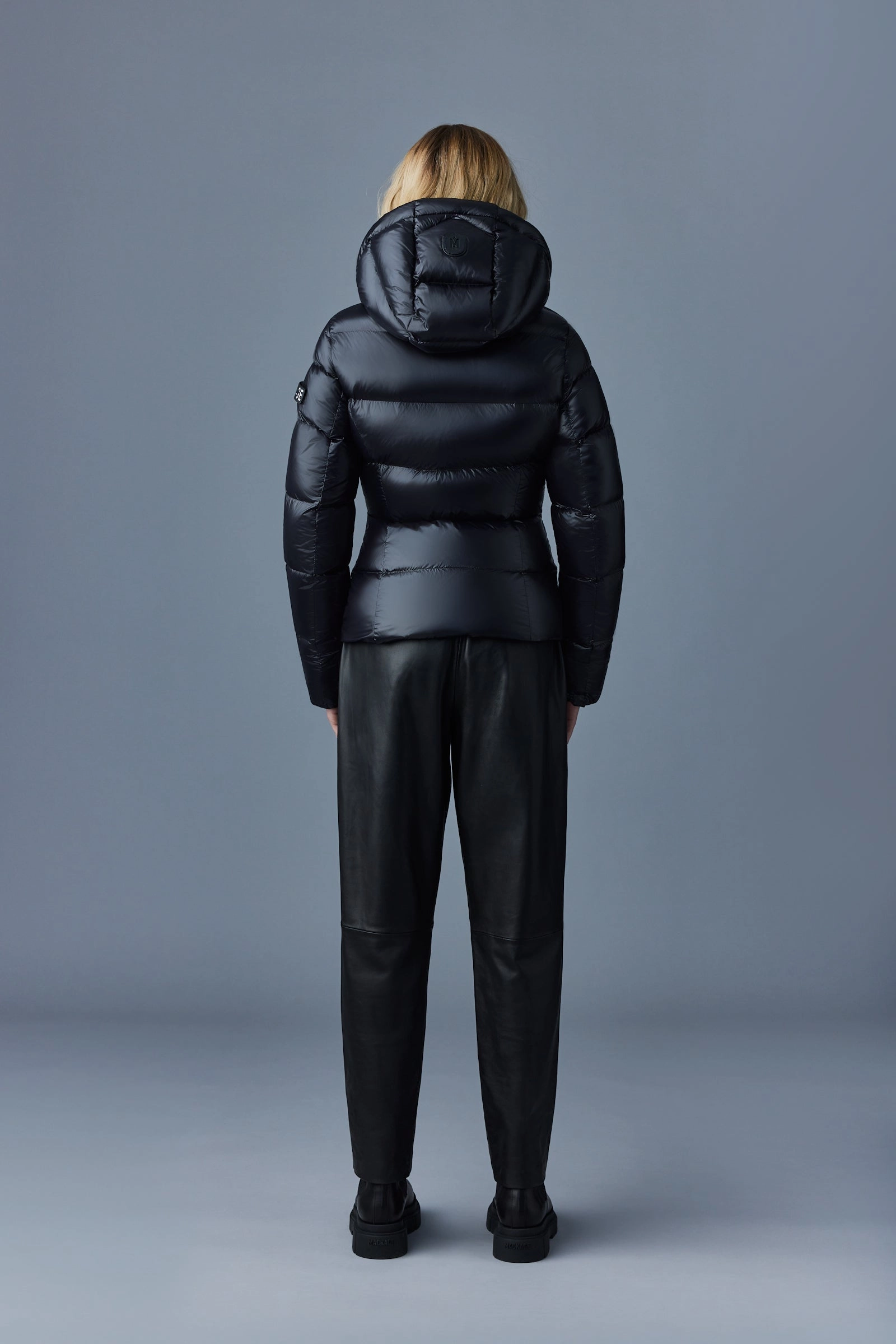 MADALYN lustrous light down jacket with hood for ladies Black