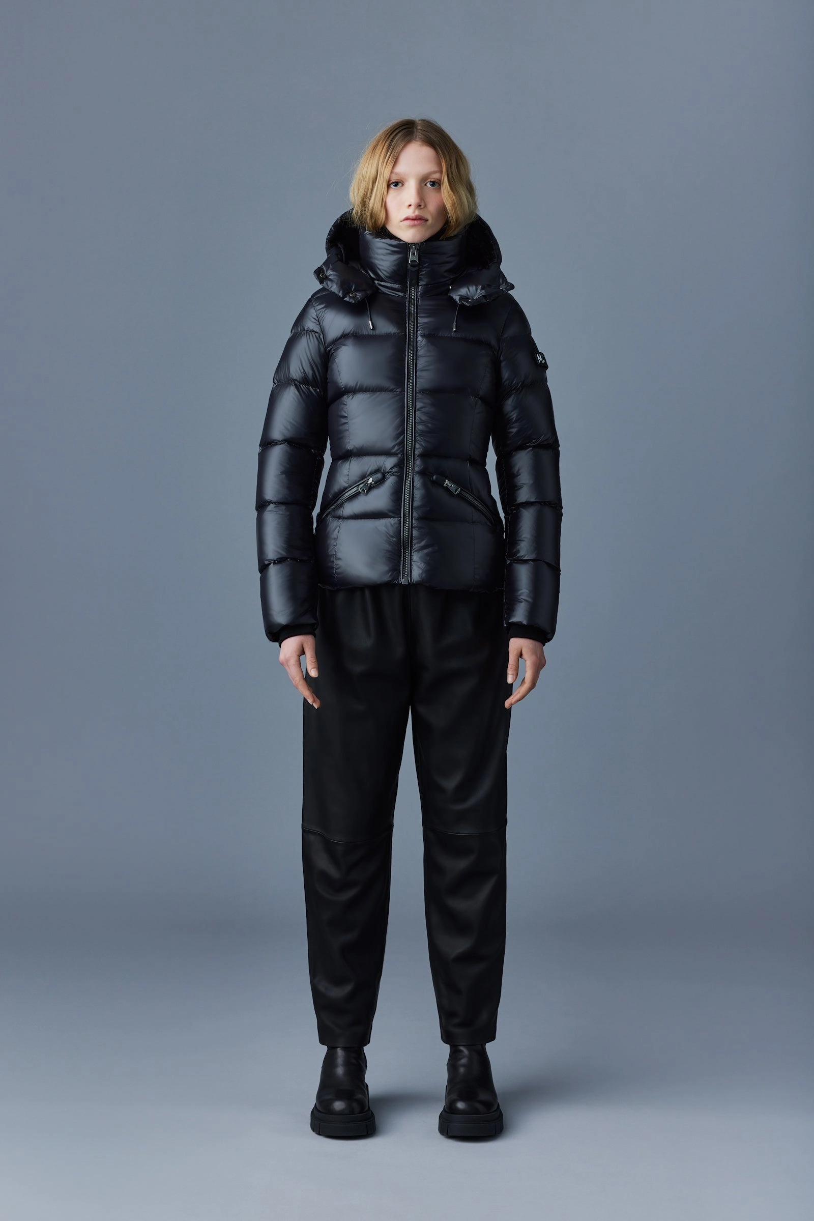 MADALYN lustrous light down jacket with hood for ladies Black