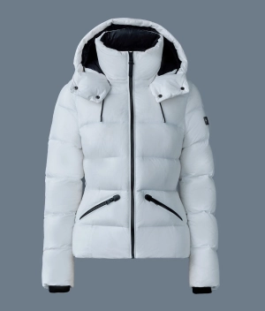 MADALYN lustrous light down jacket with hood for ladies White