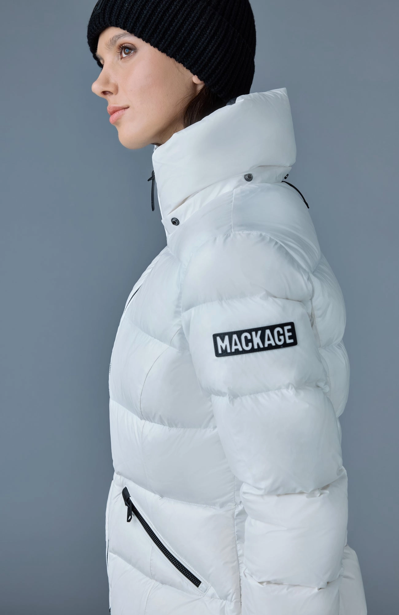 MADALYN lustrous light down jacket with hood for ladies White