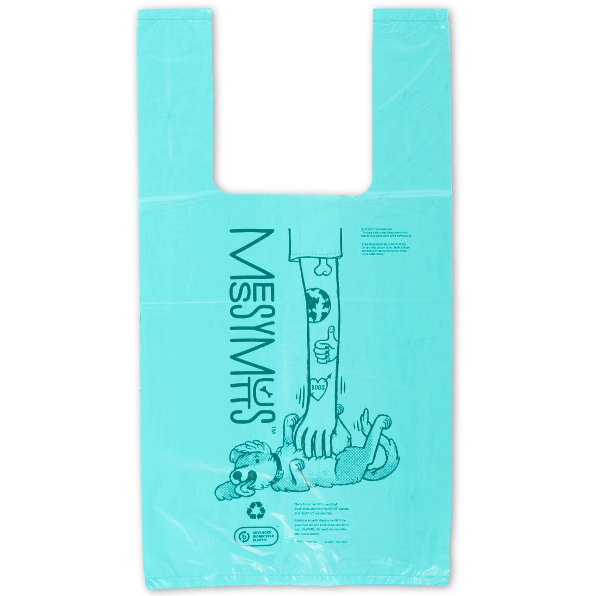 Messy Mutts Tie Up Handle Poop Bags Blue Dog Waste Management