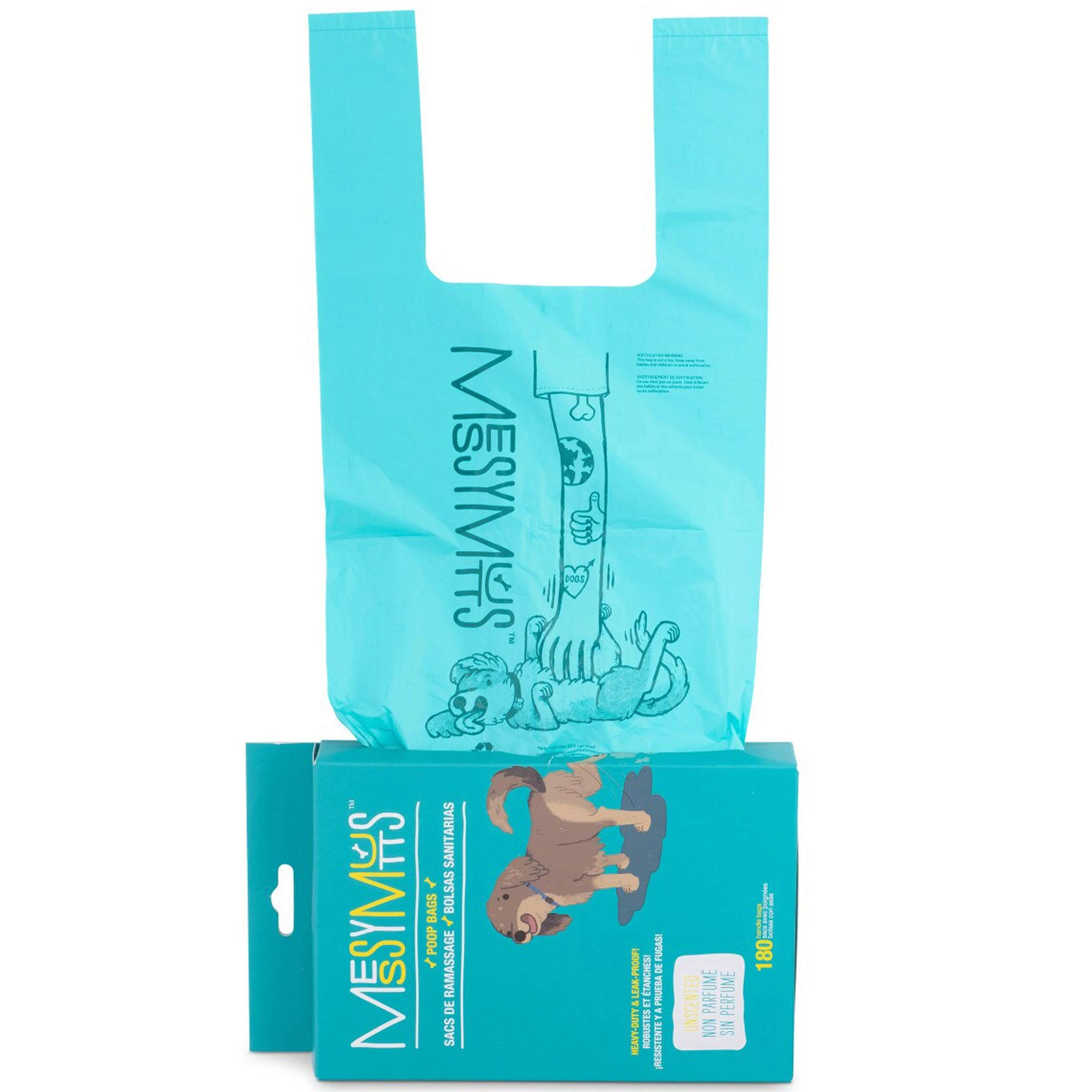 Messy Mutts Tie Up Handle Poop Bags Blue Dog Waste Management