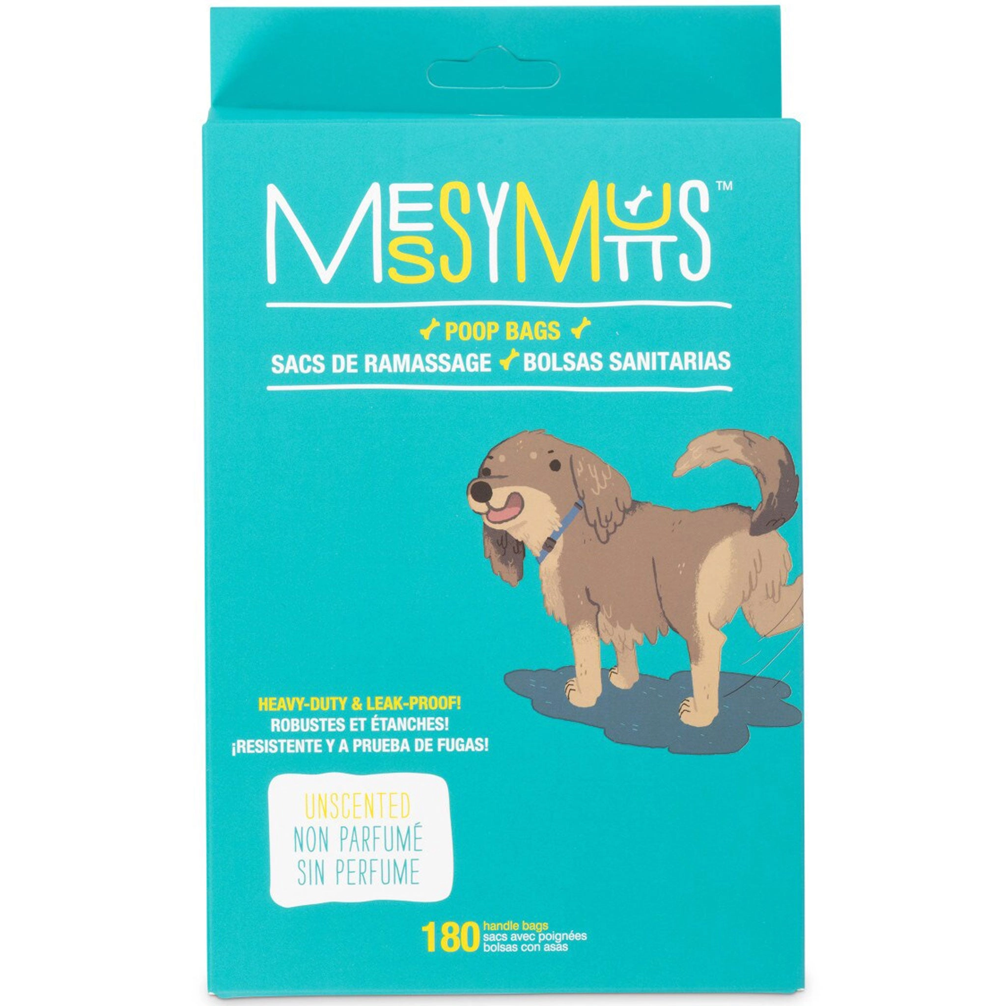 Messy Mutts Tie Up Handle Poop Bags Blue Dog Waste Management