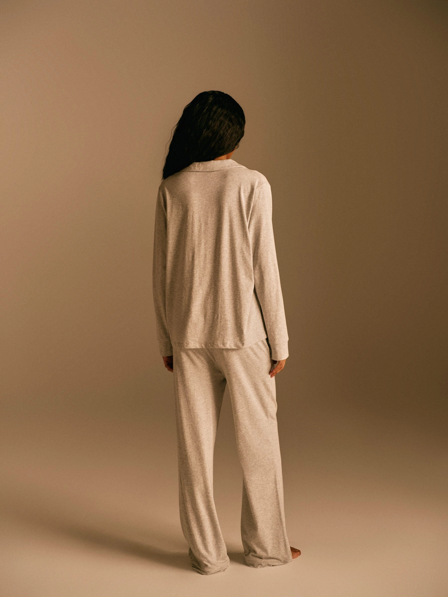 Modal Pyjama Shirt - Light Grey Melange