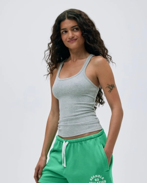 Rib Racer Seam Detail Vest - Light Grey Melange