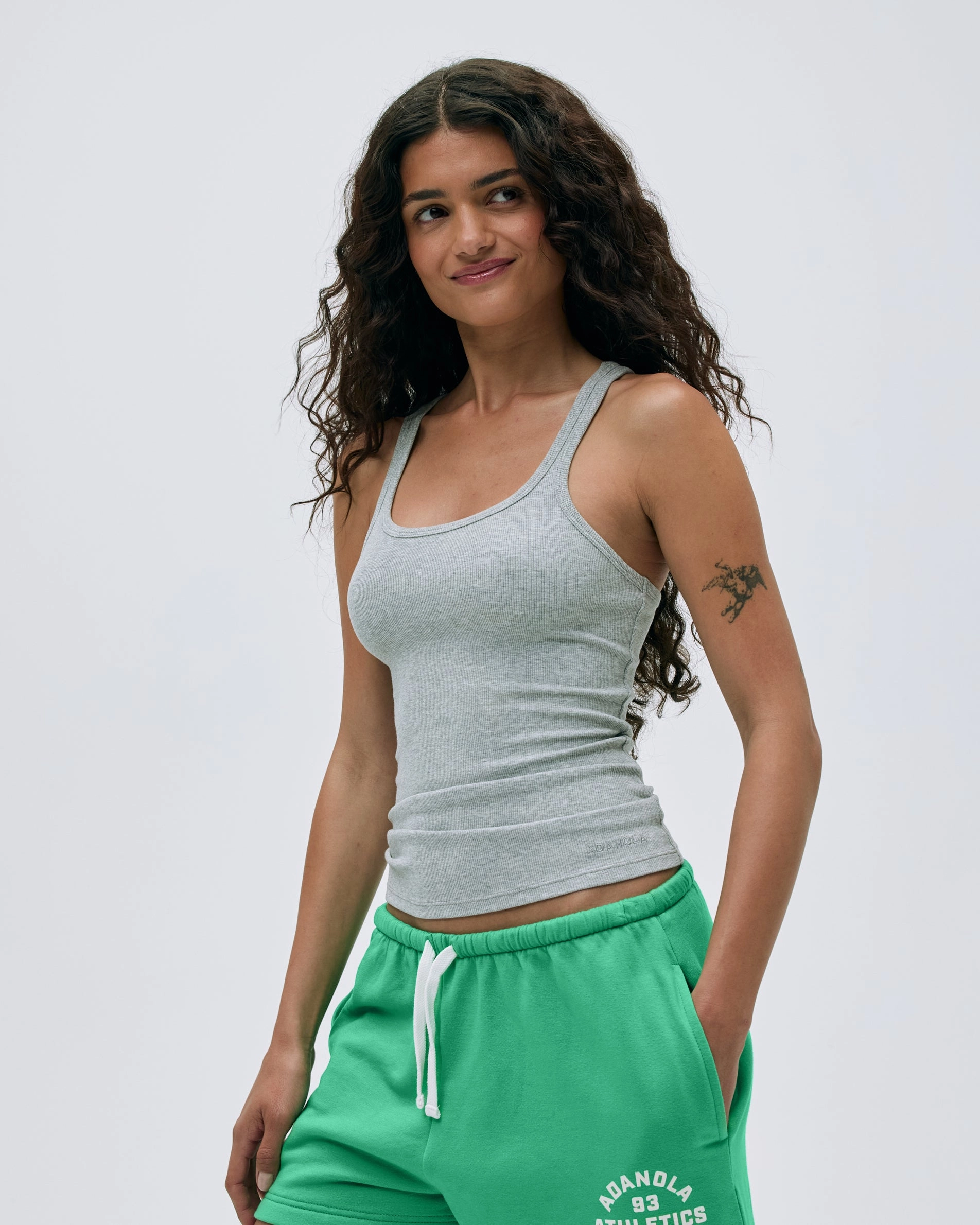 Rib Racer Seam Detail Vest - Light Grey Melange