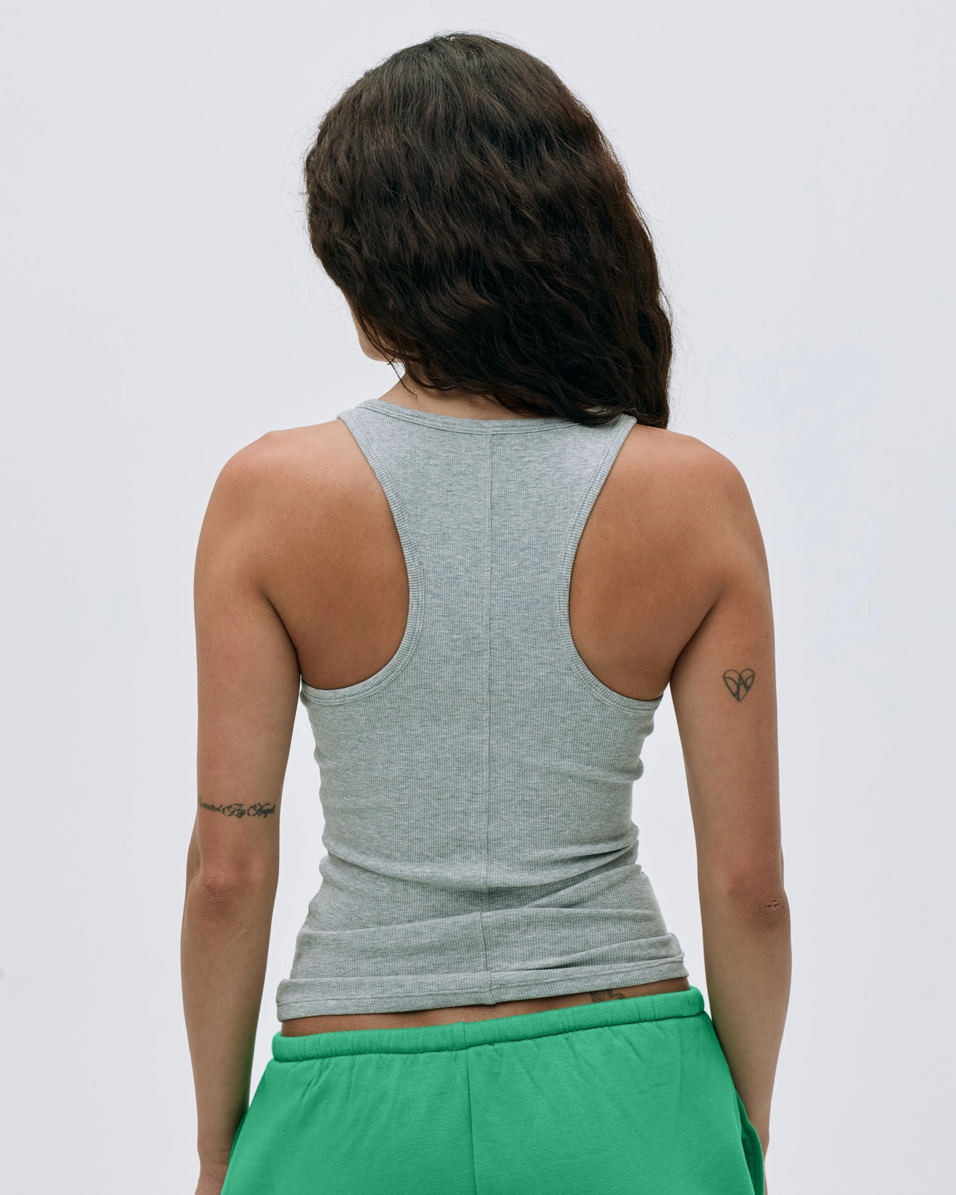 Rib Racer Seam Detail Vest - Light Grey Melange