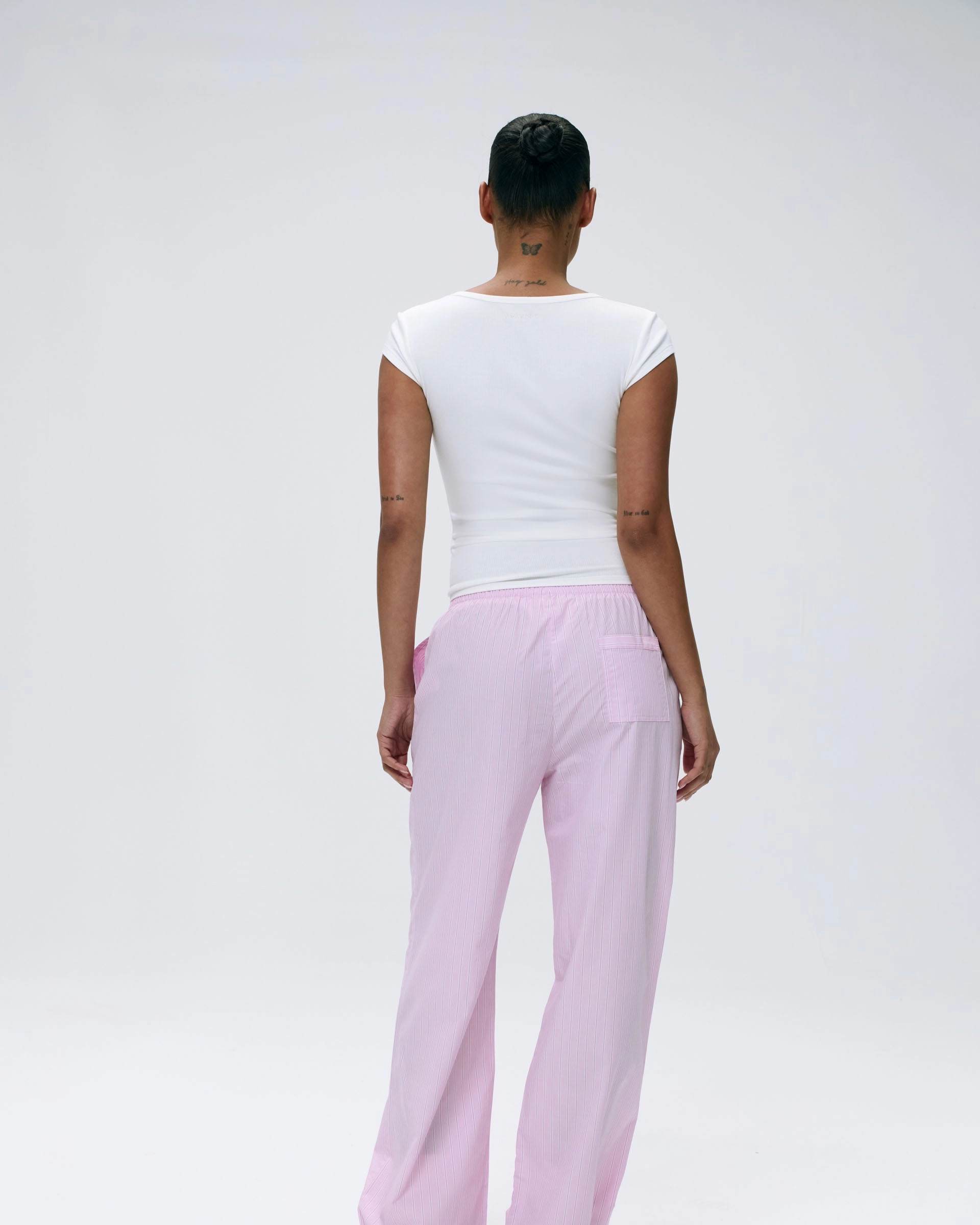 Rib Short Sleeve Scoop Neck Top - White