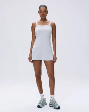 Rib Wide Binding Mini Dress - Light Grey Melange