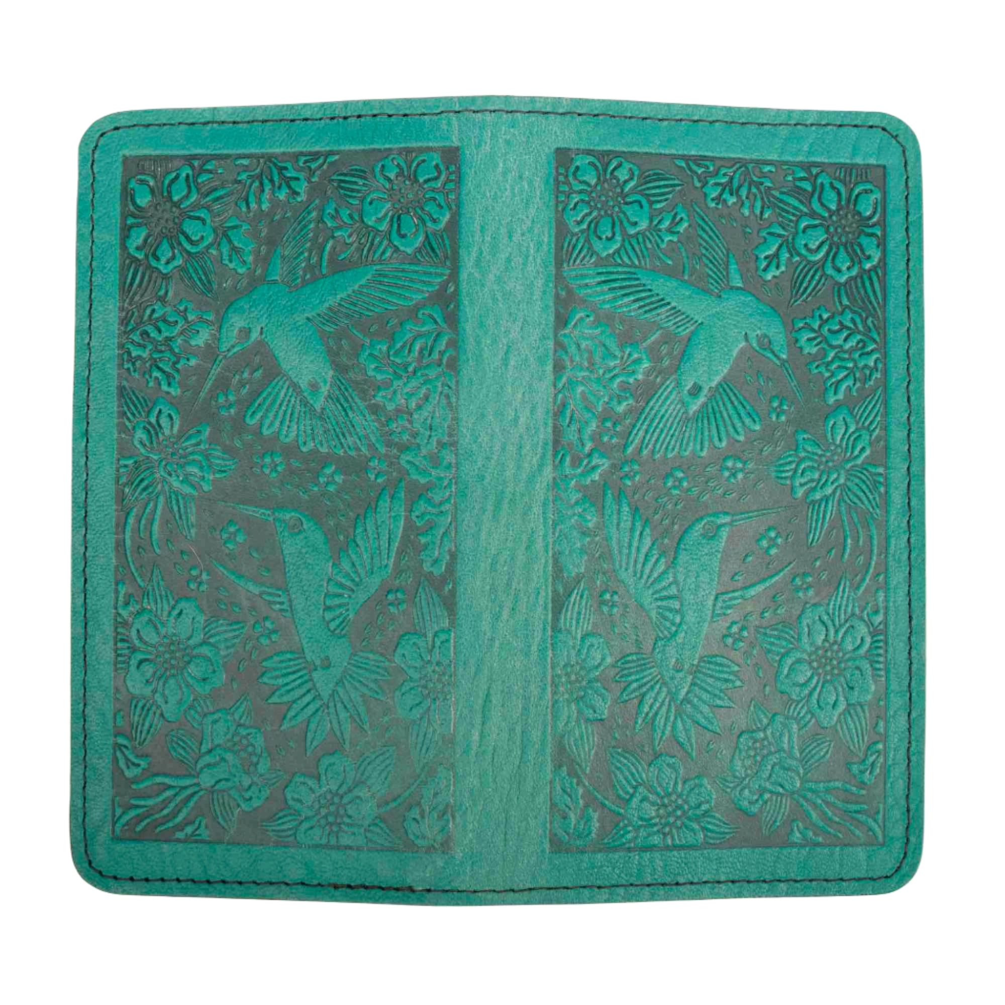 SECOND, Checkbook Cover, Hummingbirds in Teal