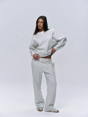 Varsity Loose Fit Sweatpants - Light Grey Melange/Marshmallow White
