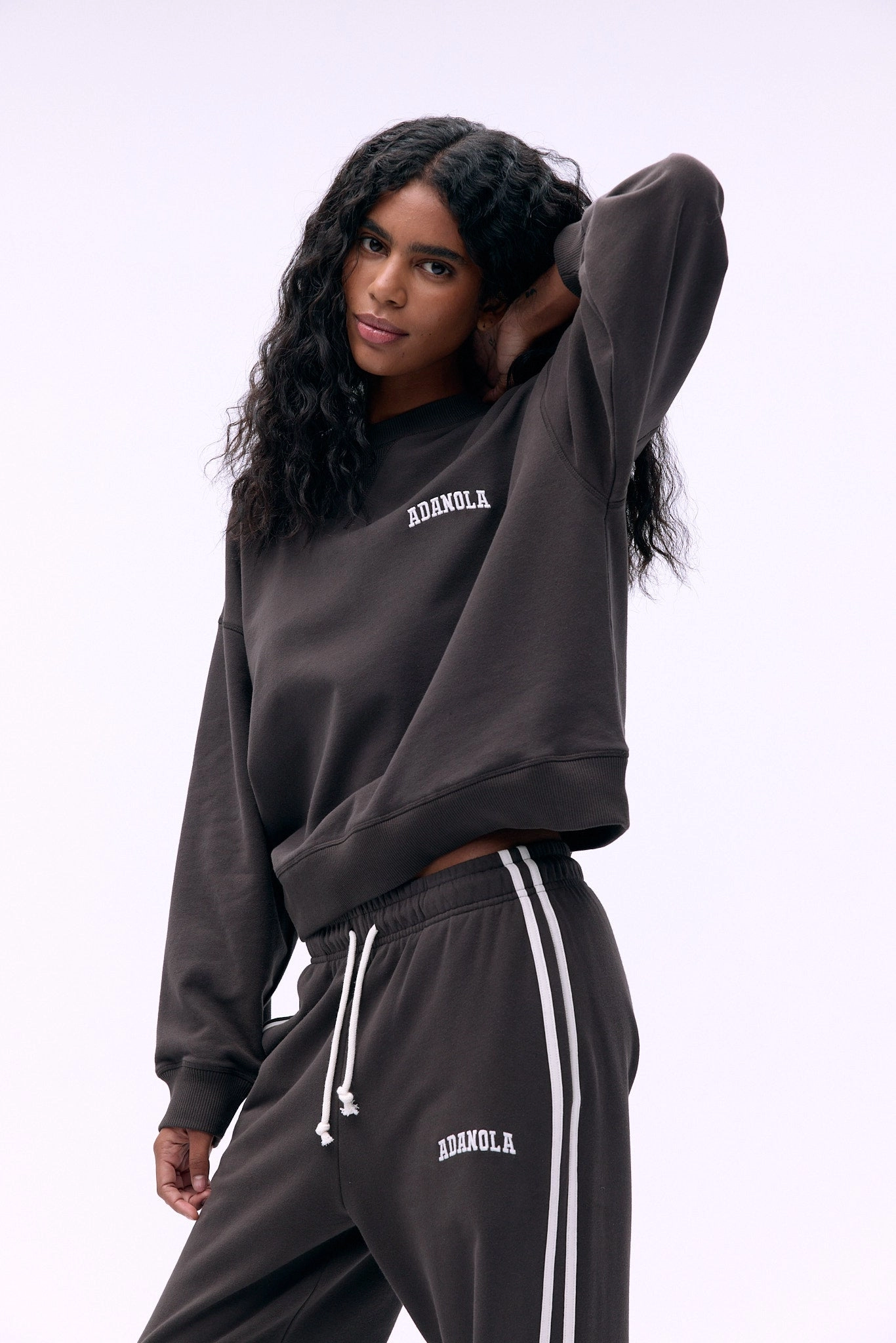 Varsity Loose Fit Sweatshirt - Coffee Bean/Marshmallow White