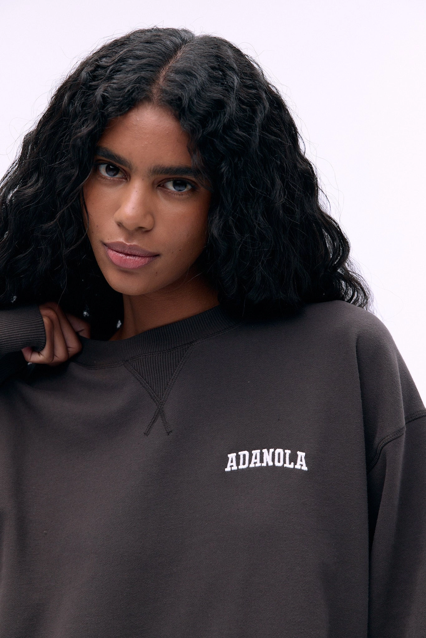 Varsity Loose Fit Sweatshirt - Coffee Bean/Marshmallow White
