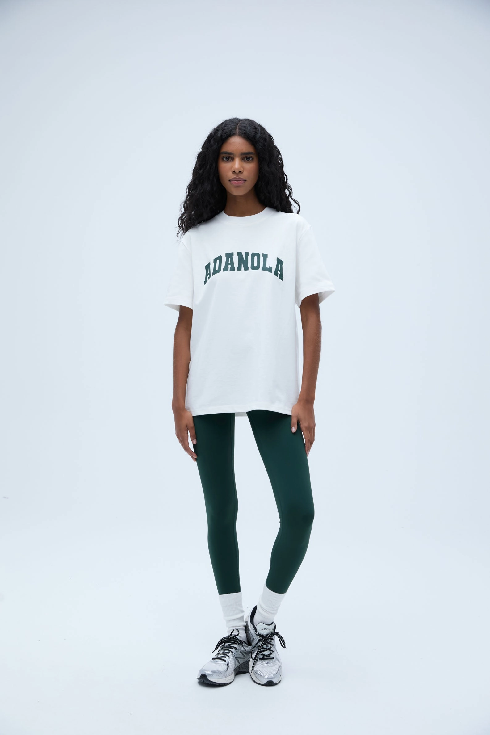 Varsity Short Sleeve Oversized T-shirt - White/Pine Green
