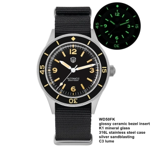 ★WeeklyDeals★Watchdives Vintage 50-Fathoms NH35 Dive Watch V2