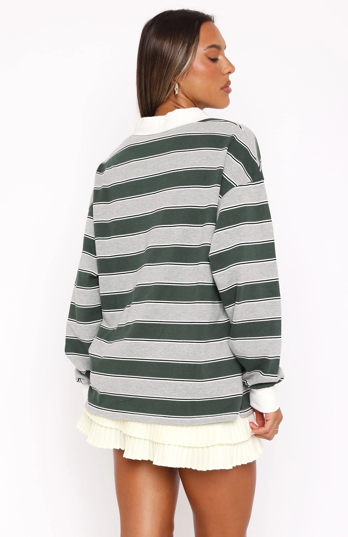 Whatever You Want Long Sleeve Rugby Shirt Forest Green Stripe