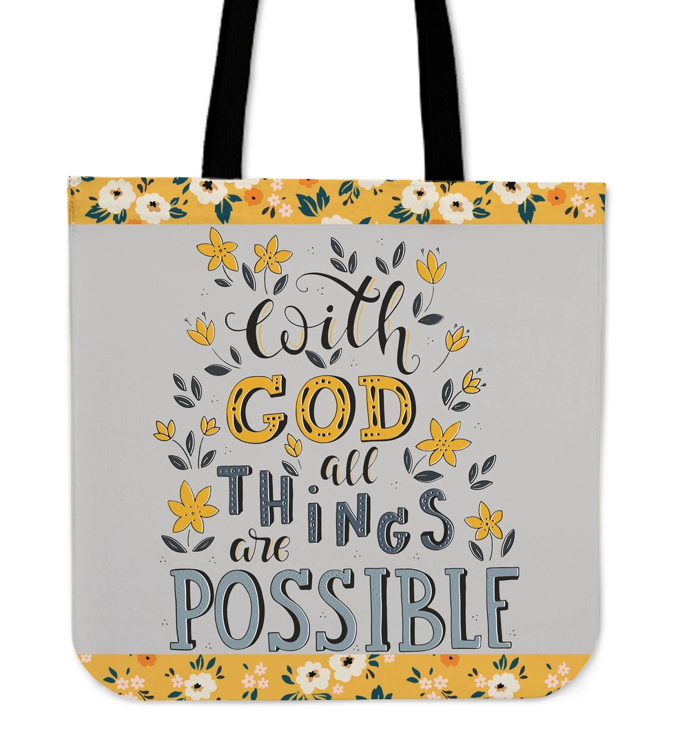 With God Linen Tote Bag