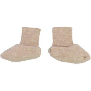 Wool Fleece Booties - khaki melange